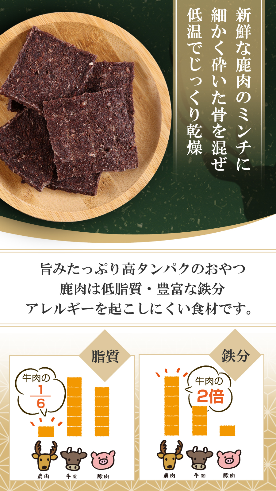 犬 猫 おやつ 無添加 国産 がんこおやじのおやつ亭 国産野生鹿肉 ミンチジャーキー（骨入り） 30g しか にく ジビエ トッピング |  | 02