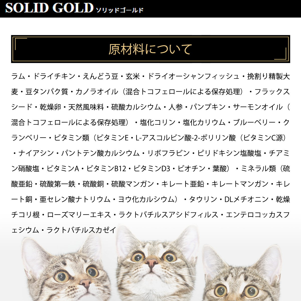 ソリッドゴールド キャット カッツフラッケン 500g ラム＆玄米 猫 ねこ 成猫 子猫 シニア 高齢猫 羊 キャットフード solid gold｜dogparadise｜05