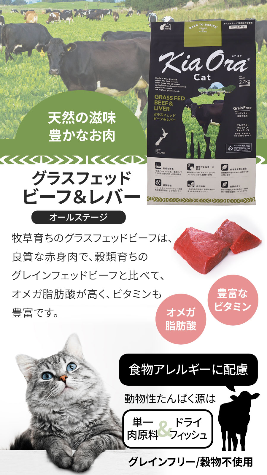 楽天市場】キアオラ キャットフード グラスフェッドビーフ