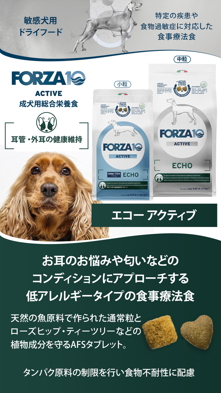 小型犬の子犬用エサ＋α 楽天市場】FORZA10 ドッグ エコー アクティブ ミニ 小粒 1.5kg