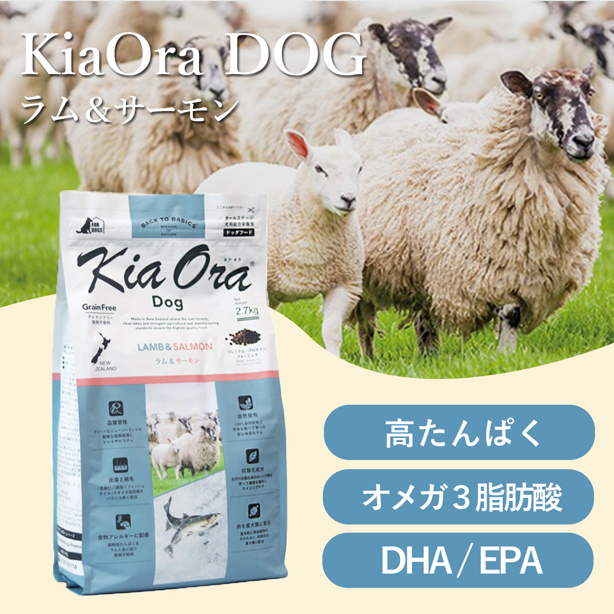 キアオラ ラム＆サーモン 9.5kg＋国産鹿ラング15g 犬 全犬種 全年齢｜dogparadise｜03