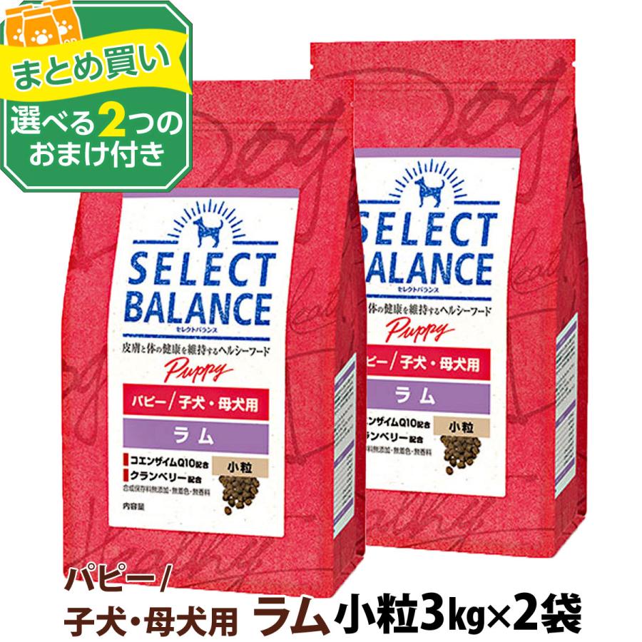 (2024年10月1日価格改定)【原材料等の表記変更済】セレクトバランス パピー ラム小粒3kg×2個＋選べるおまけ付き