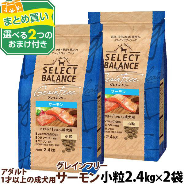 (選べる2つのおまけ付き)セレクトバランス グレインフリー アダルト サーモン 小粒 2.4kg×2個 | SELECT BALANCE