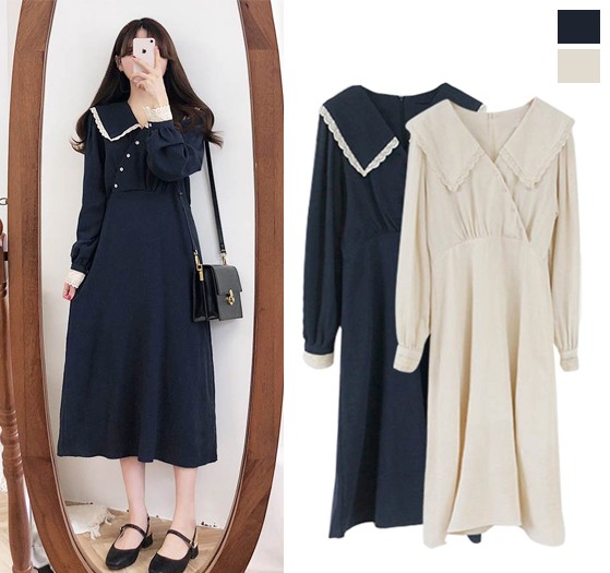 ワンピース 春 夏 ロング ロングワンピース レディース ロング丈 長袖 韓国ワンピース ドレス 春秋 韓国ファッション ロング ワンピース レディース 長袖 レトロ