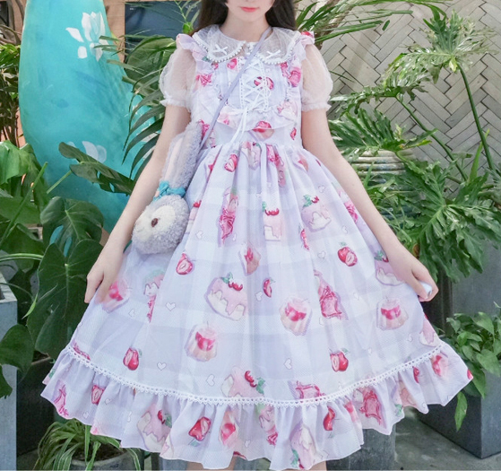【ローズマリーソワール】レア価格マリーワンピース　いちご　量産型　姫系　ロリータ ローズマリーソワール】レア価格マリーワンピースいちご量産型姫
