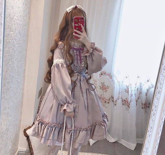 ロリータファッション ワンピース 長袖 服 レディース ゴスロリ ゆめ