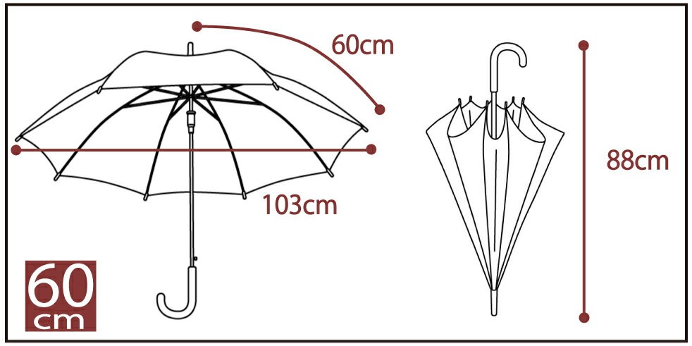 傘 60センチ 8本骨 透明 クリア生地 ta-2880 ビニールジャンプ長傘 60