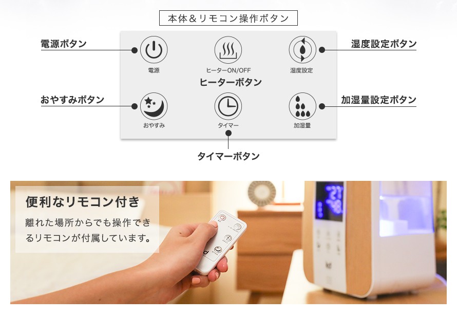 モダンデコ SUNRIZE ハイブリッド加湿器 AND・DECO viz htjs-007