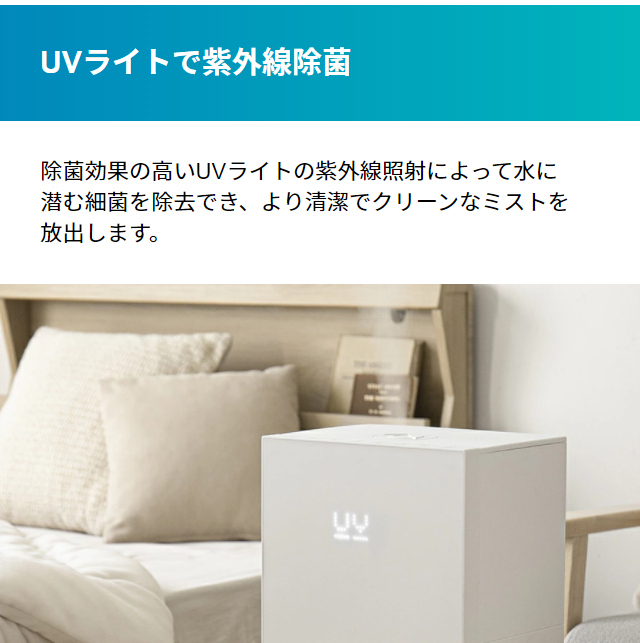 加湿器 ハイブリッド 超音波 加熱式 大容量 5.5L ヒーター機能付 UV除菌 煮沸機能 ヒーター機能 静音 省エネ タイマー付き モダンデコ