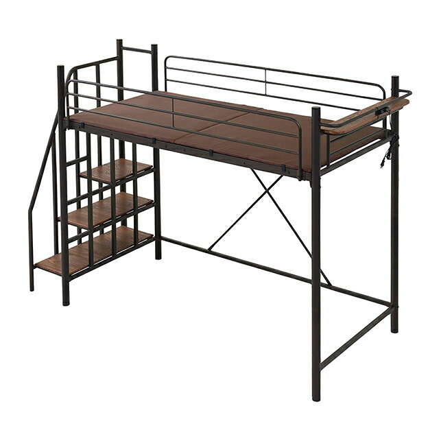 ロフトベッド セミダブル 2段ベッド 二段ベッド 階段 階段付き パイプ パイプベッド システムベッド ベッド ベッドフレーム おしゃれ