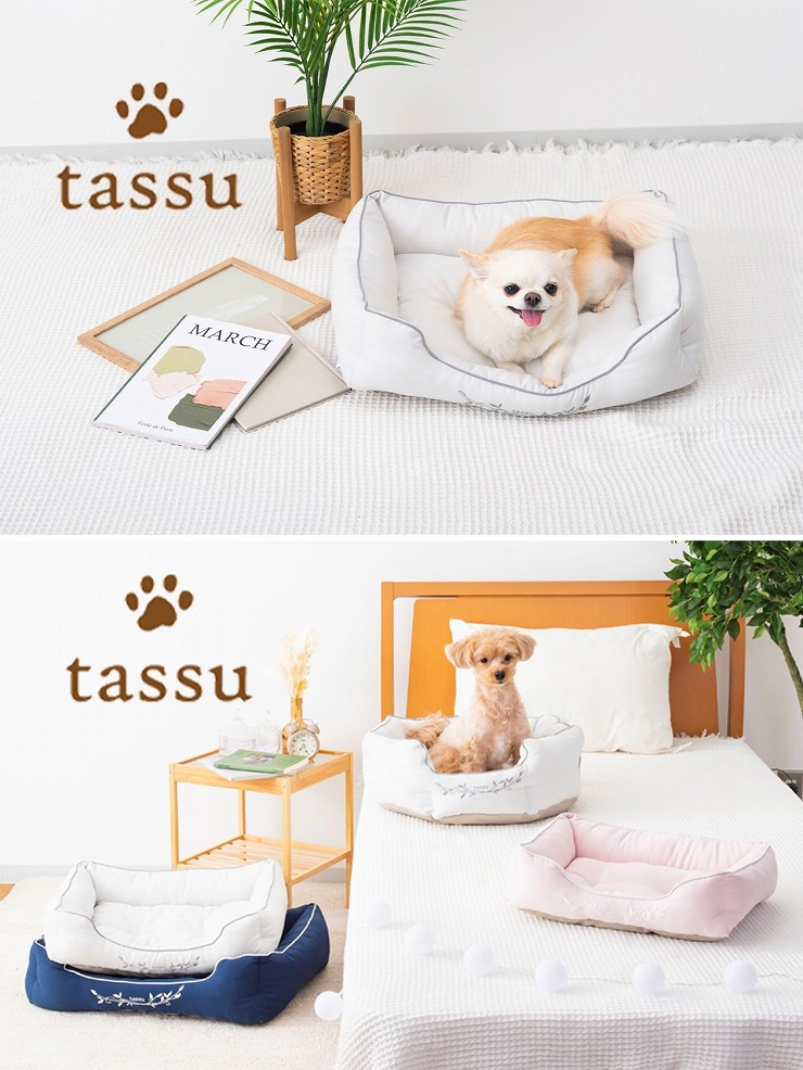 スクエアベッドM 50×40×15cm プレミアムサテン ペットベッド tassu