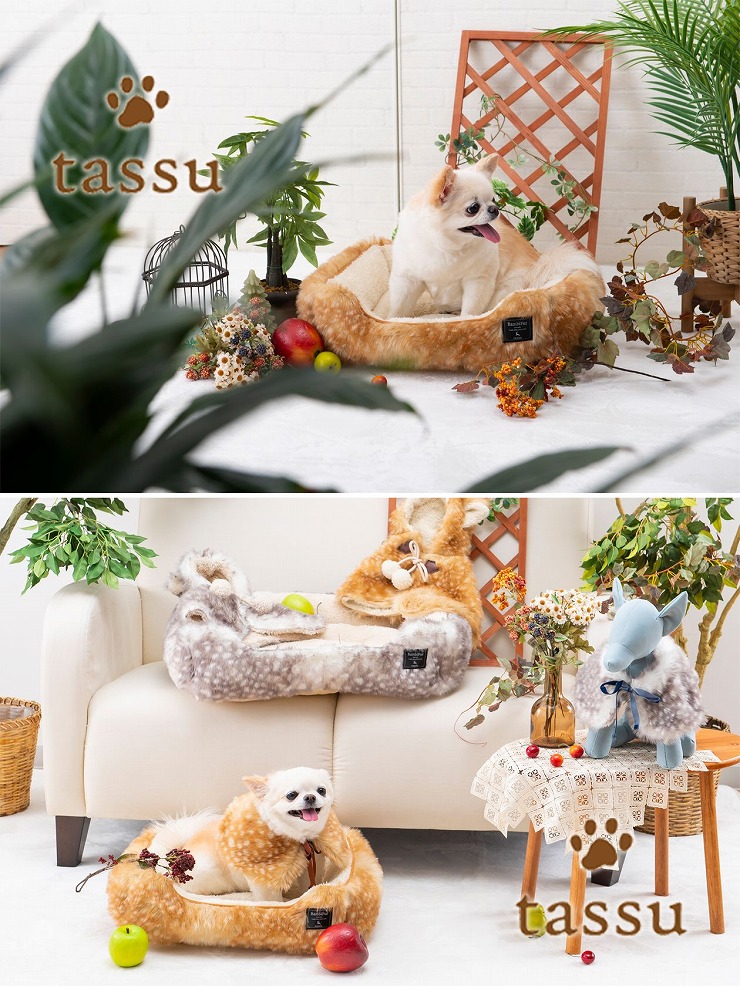 スクエアベッドM 50×40×15cm バンビファー ペットベッド tassu