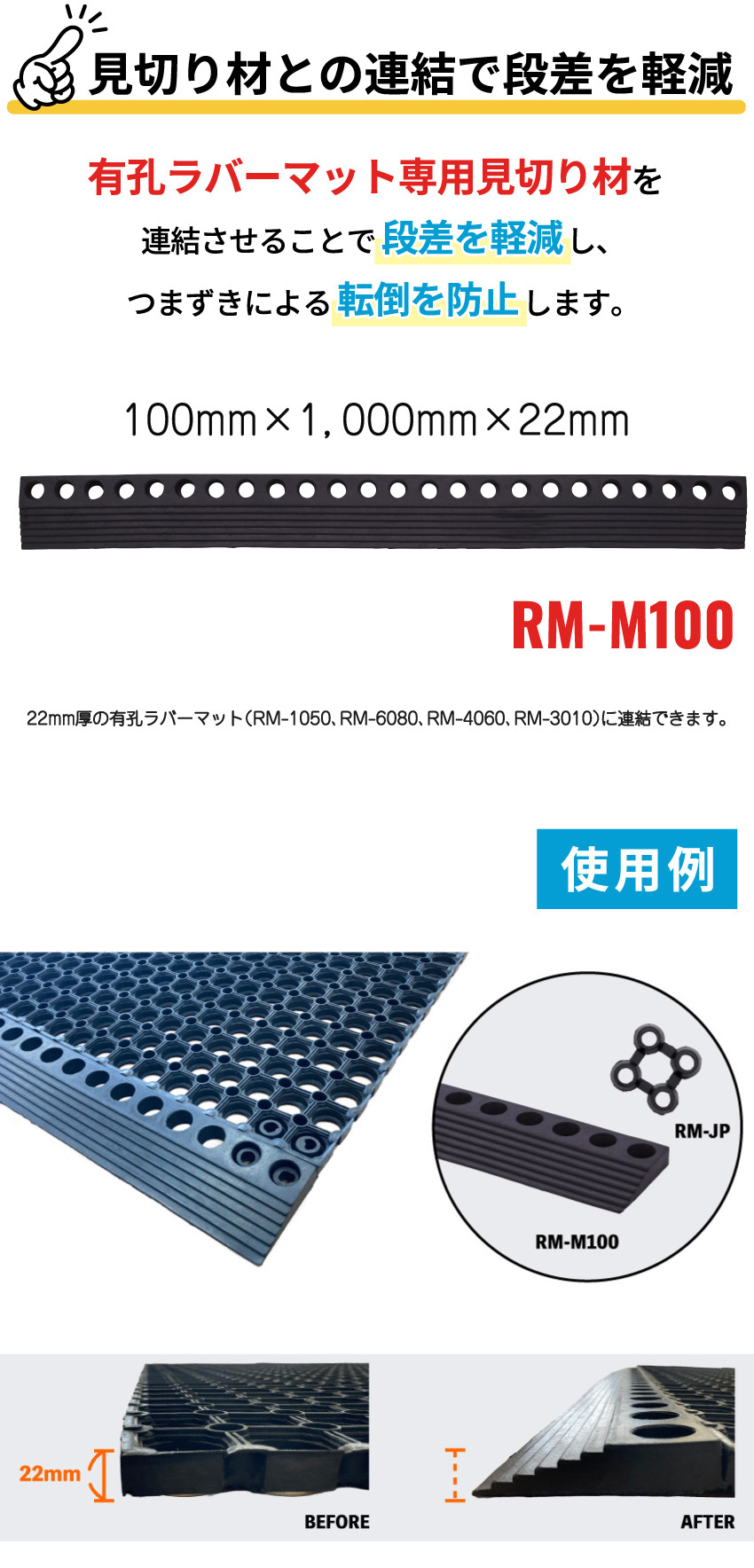 アミン　ラヴィールマットプロSPサブマット付き 有孔ラバーマット RM-1050 ゴムマット 約100cmx150cmx2.2cm 屋外 駐