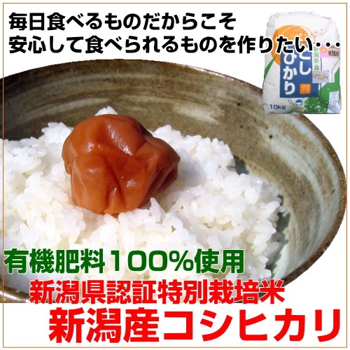 有機肥料100% 新潟県認証特別栽培 コシヒカリ