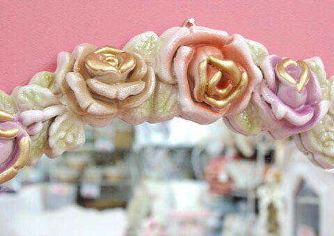 ロココ調 ローズミラー 縦にも横にも掛けられます 送料無料 ロココ