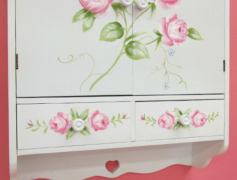 手描き薔薇の スパイスラック ラックトールペイント 木製 アンティーク