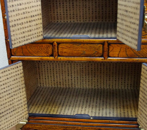 李朝家具 キャビネット 李朝けやき作り 扉箪笥 魚の鍵付き テレビ台 時代箪笥/からくり箪笥 送料無料 魚鍵付き バタフライ