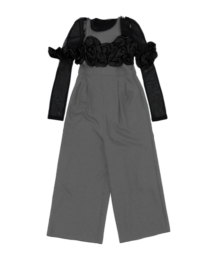 レディース ワンピース ドレス ANDRESD アンドレスド ruffled bustier pants dress ラッフルド ビスチェ パンツ ドレス シアー オールインワン シュシュ Donoban |  | 01