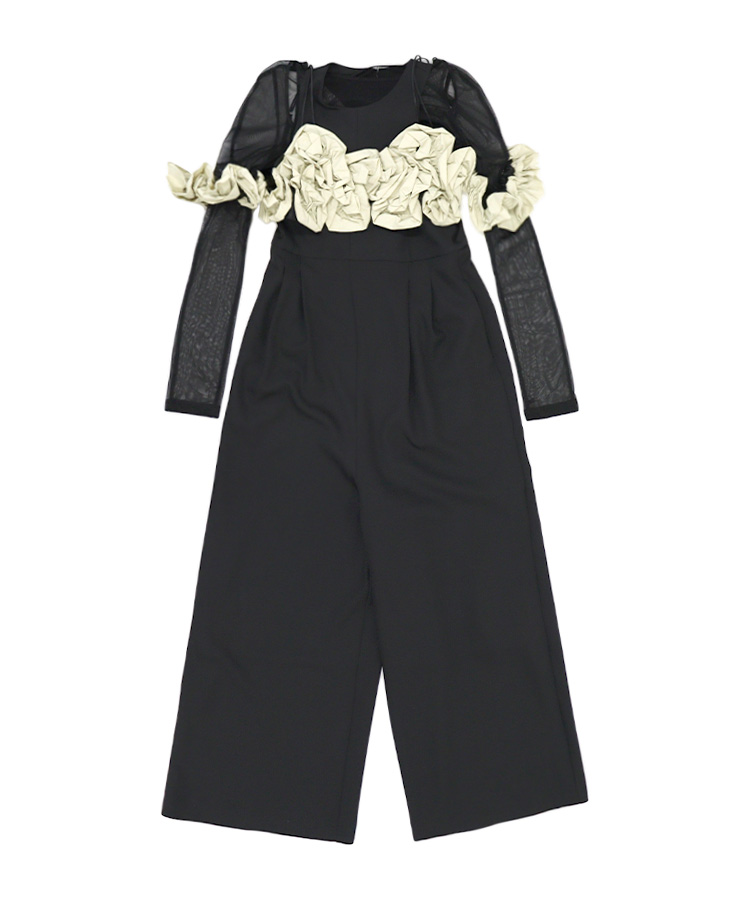 レディース ワンピース ドレス ANDRESD アンドレスド ruffled bustier pants dress ラッフルド ビスチェ パンツ ドレス シアー オールインワン シュシュ Donoban |  | 03