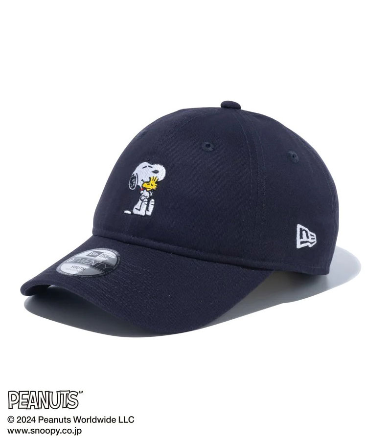 NEW ERA ニューエラ キッズ キャップ Kid's Youth 9TWENTY PEANUTS ピーナッツ スヌーピー ウッドストック ネイビー 14124292 クロスストラップ アジャスター｜donoban｜02