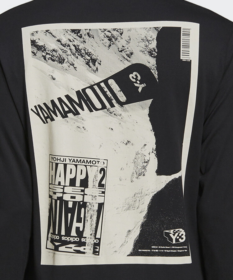 Y-3 ワイスリー メンズ Tシャツ U CH2 ZINE PAGE-2 LS TEE HF7071 ブラック 長袖 トップス ロゴ プリント  yohji yamamoto 送料無料