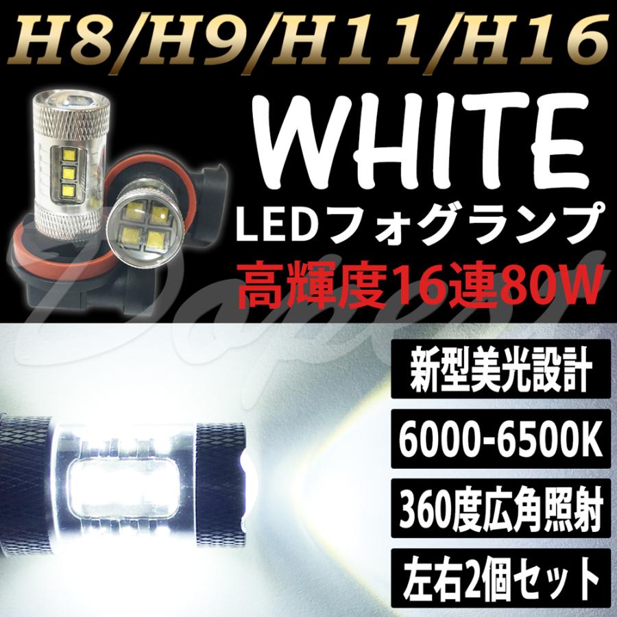 LEDフォグランプ H11 インスパイア CP3系 H19.12〜H24.9 80W 白｜dopest