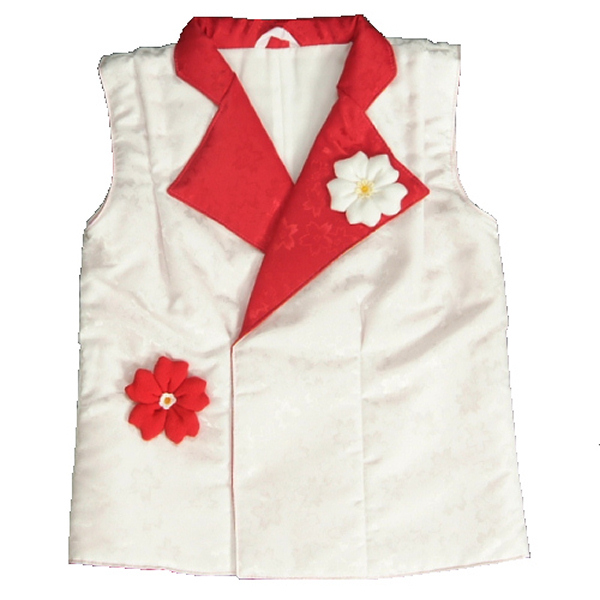 被布 着物 3歳 桜飾り 角衿 七五三 ひな祭り お正月 桜地紋生地 白色赤色の2色からお選び下さい