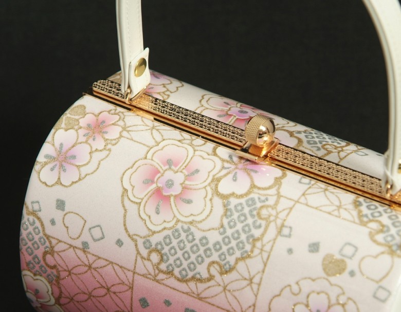 草履バッグセット 振袖 訪問着 ピンク白ぼかし 雪輪 桜柄 一枚芯