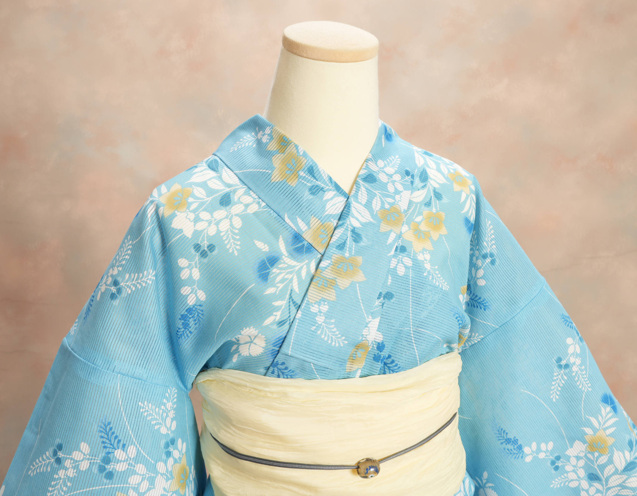 浴衣 ゆかた 綿絽生地 HANAKAZURAブランド 水色 桔梗撫子文様 夏の装い