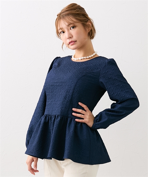 トップス M L LL 3L ニッセン 【大きい胸専用】 ぽこっと ペプラムブラウス 女性 レディース ブラウス 長袖 可愛 大きい胸専用】ぽこっとペプラムブラウス 通販【ニッセン】