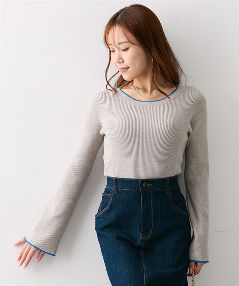 ニッセン トップス M L LL 3L 【大きい胸専用】 配色フレア