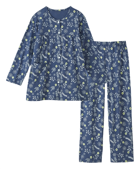 パジャマ・ルームウェア ニッセン 夏の綿100%パジャマ 薄手がうれしい 長袖 前開き パジャマ 女...