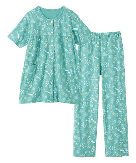 ルームウェア ニッセン 大きいサイズ 夏の 綿100% パジャマ 薄手 うれしい 半袖 前開き パジ...
