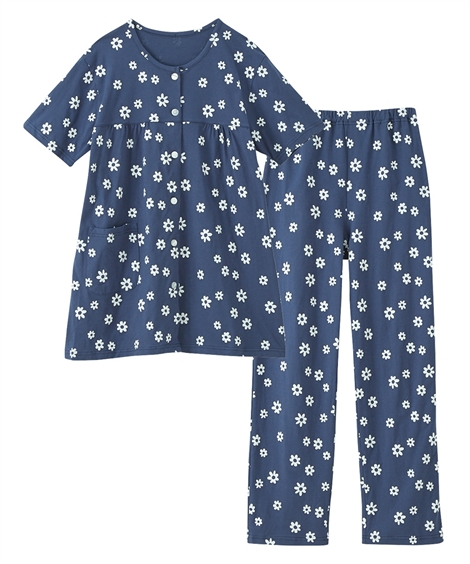 ルームウェア ニッセン 大きいサイズ 夏の 綿100% パジャマ 薄手 うれしい 半袖 前開き パジ...