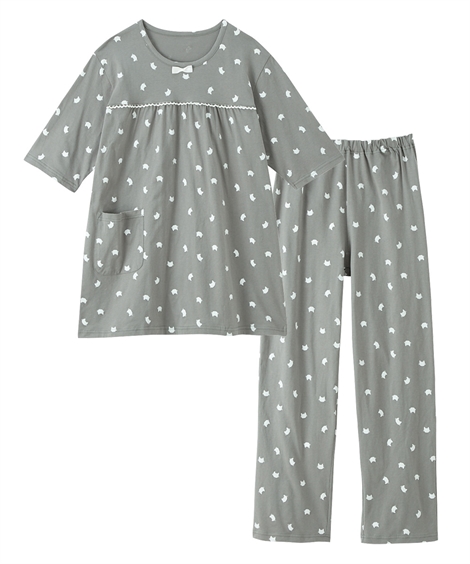 パジャマ ルームウェア ニッセン 大きいサイズ 夏の 綿100% パジャマ 薄手 うれしい 5分袖 ...