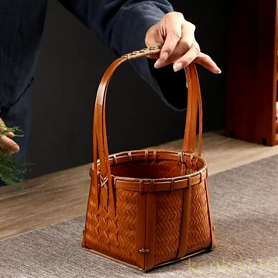 送料無料】竹かご 竹 籐 縦12cm 横12cm 奥行12cm 手作り 編み 天然素材