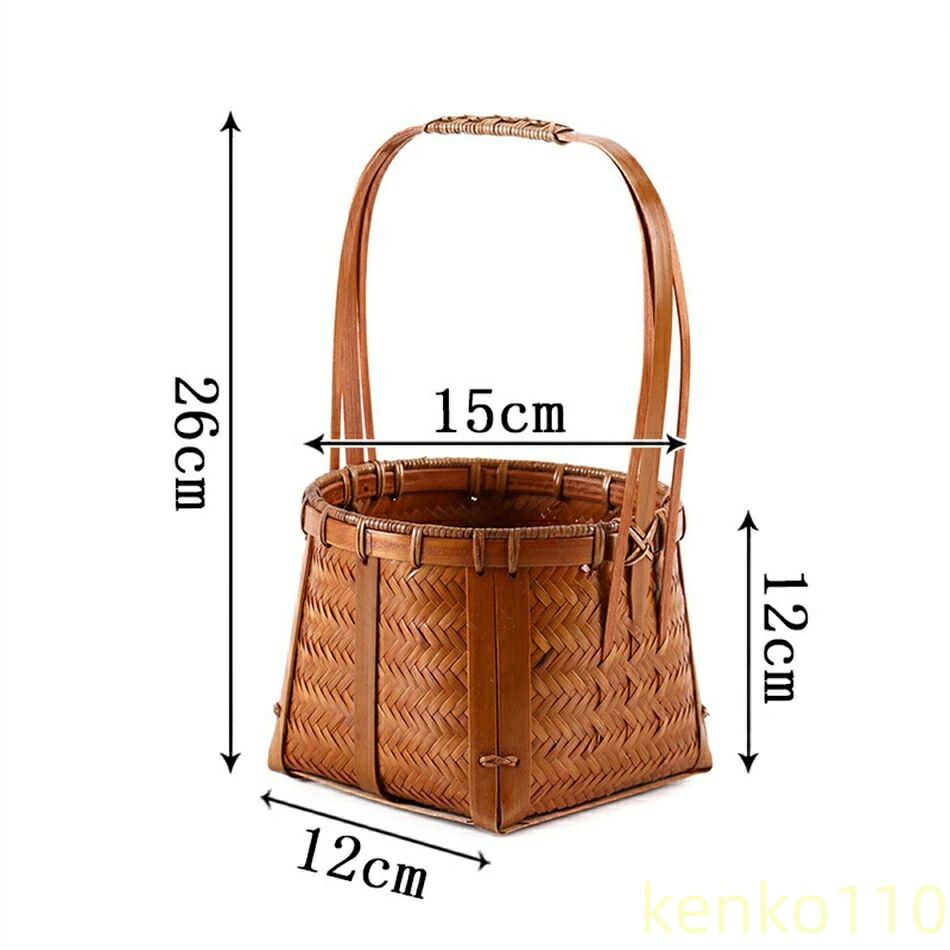 送料無料】竹かご 竹 籐 縦12cm 横12cm 奥行12cm 手作り 編み 天然素材