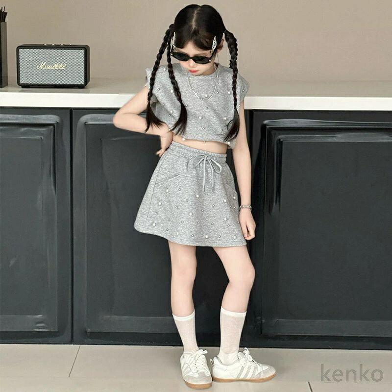 送料無料】韓国子供服 女の子 夏服 セットアップ 上下セット Tシャツ +