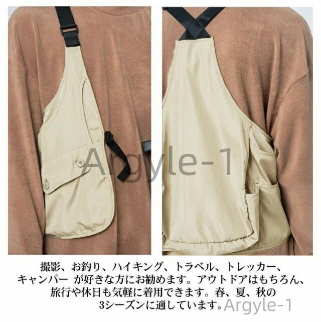 多ポケット フィッシングベスト マルチポケット ミリタリー ベージュ