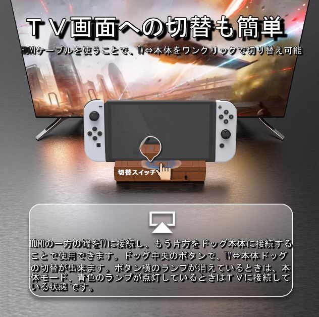 スイッチ専用充電ドッグ TVドッグ 1000MBS 充電ドッグ Type-C USB