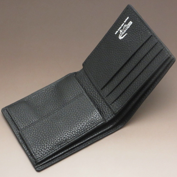 【現品発送】新品 本革 カイマンクロコダイル 2つ折り財布 ブラック 小銭入れあり 財布 黒 002