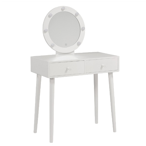 ドレッサー デスク コンパクト 化粧台 鏡台 おしゃれ led 白 一面鏡