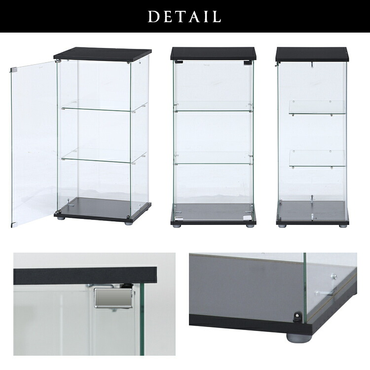 ホワイト ガラス収納棚 3段 ガラス棚板ワイドコレクションケース – CAGUUU