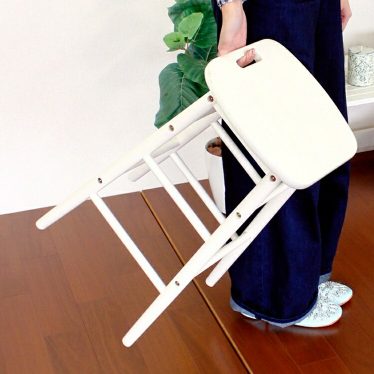 ハイスツール 高さ60cm 座面高60cm 木製 背もたれなし ホワイト 白