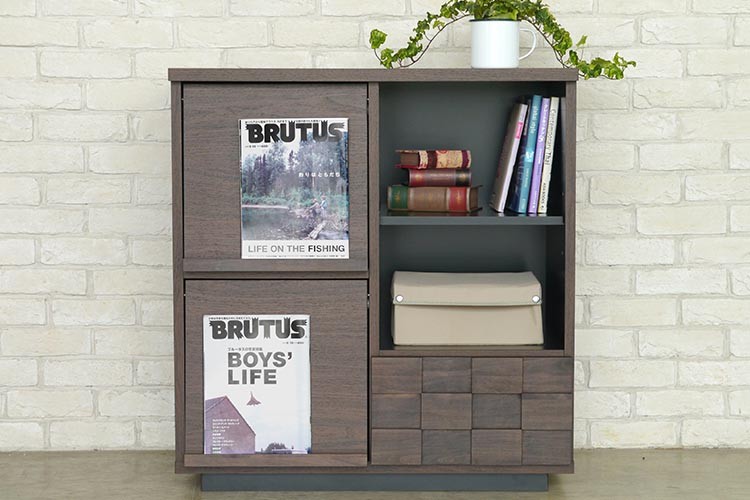 10％OFF配布中！】本棚 フラップ扉 おしゃれ 完成品 ディスプレイ