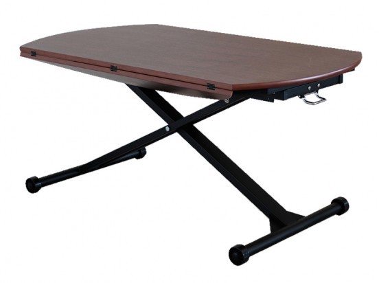 センターテーブル おしゃれ 昇降式テーブル 木製 ローテーブル 昇降テーブル ウォールナット 丸 ガス圧 ダイニングテーブル テーブル｜double-oo｜02