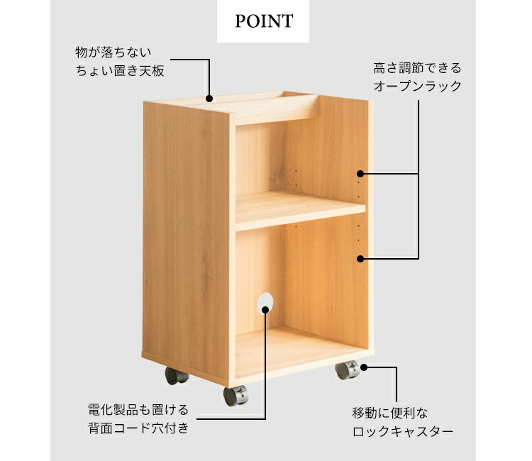 デスク下収納 サイドワゴン 木製 デスク下 サイドテーブル 本棚