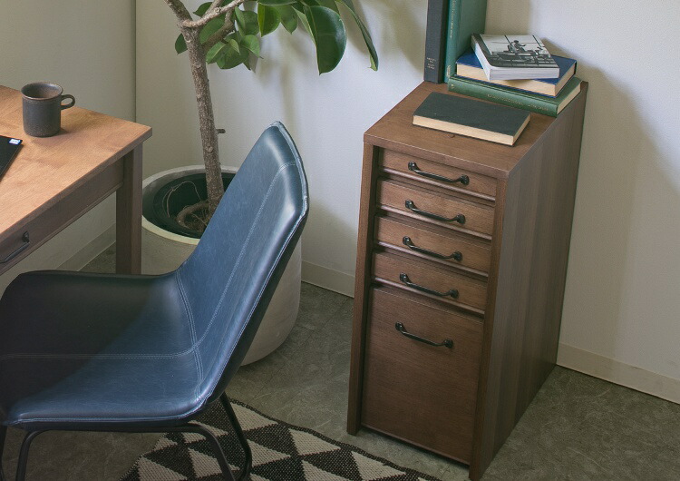 チェスト スリム サイドチェスト 書類 収納 5段 木製 A4 デスクサイド