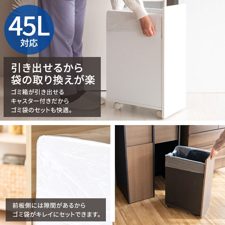 ゴミ箱 45リットル 分別 45l キッチン ごみ箱 おしゃれ 北欧 白