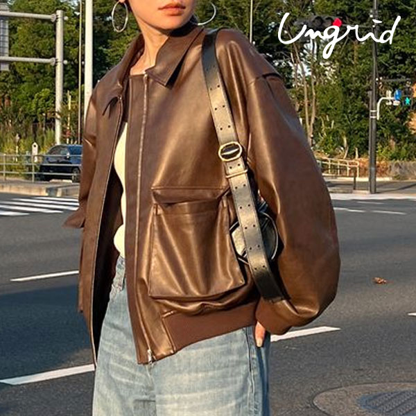 SALE アングリッド ungrid 23秋冬 フェイクレザーブルゾン アウター